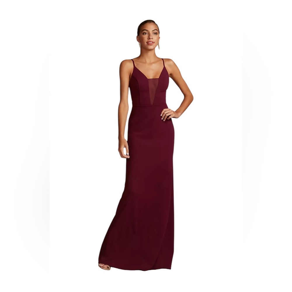 David’s Bridal Studio Wine Gown Formal Dress Sleeveless Illusion Neckline NWT